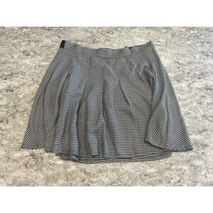 Torrid 2 Houndstooth Black & White mini twill pleated skater skirt EUC